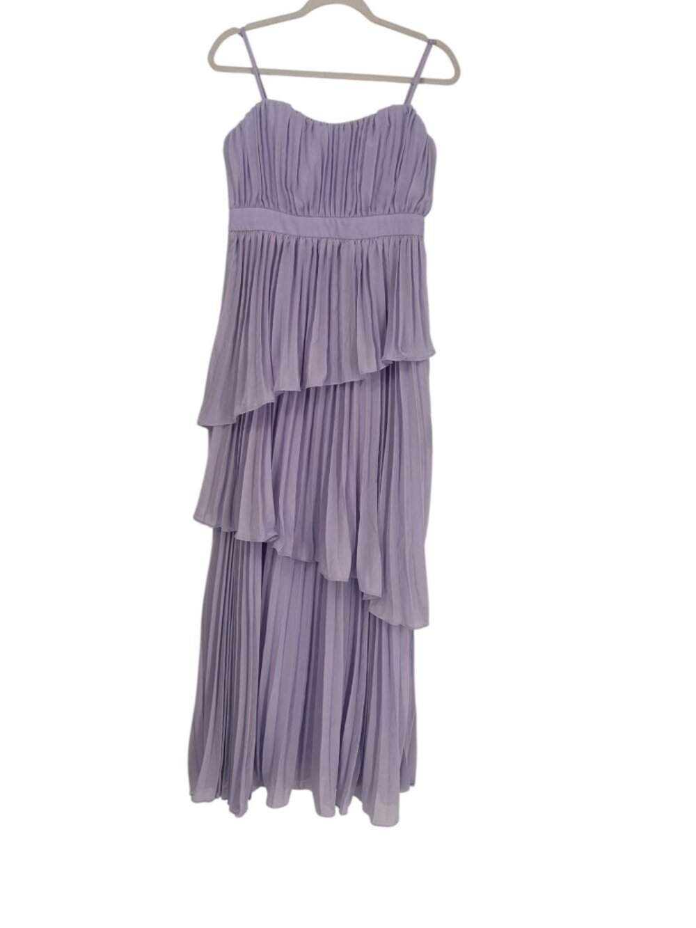 💜 NWT Lulus Lavender Pleated Ruffle Maxi Dress Large Formal 💜